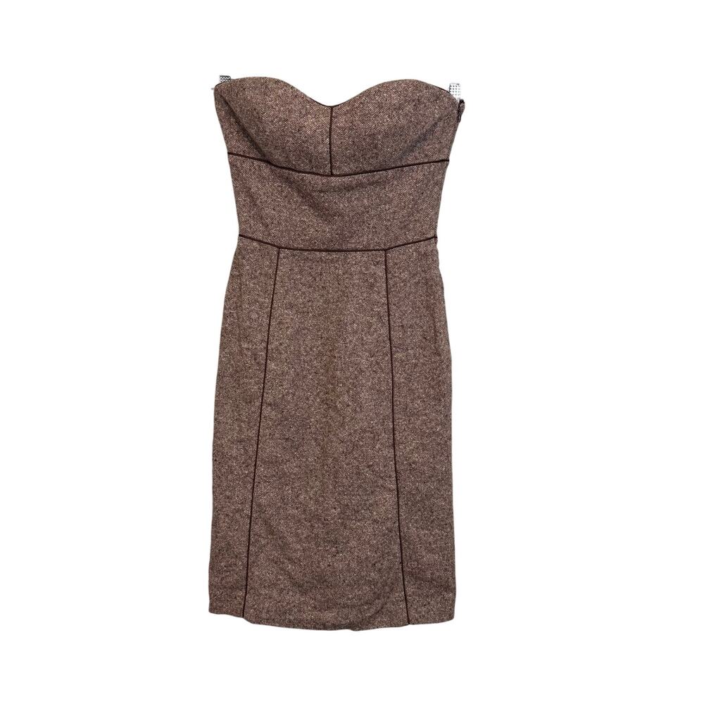 Aeve Mini Sheath Dress Women 4 Brown Strapless Sweetheart Italian Wool Party USA